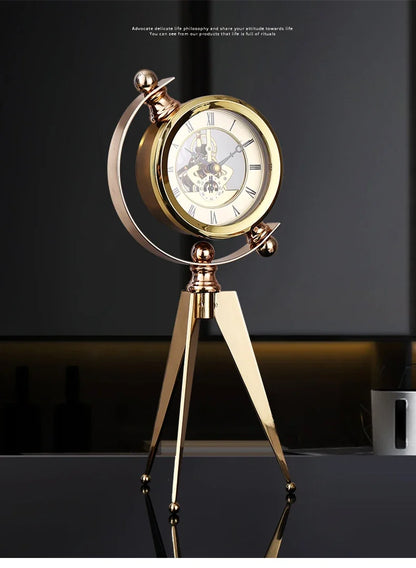 Gold Table Clock Luxury Metal Office Desk Clocks Aesthetic Tabletop Creative Quartz Desktop Clock Silent Home and Decoration  gifting by julia m   