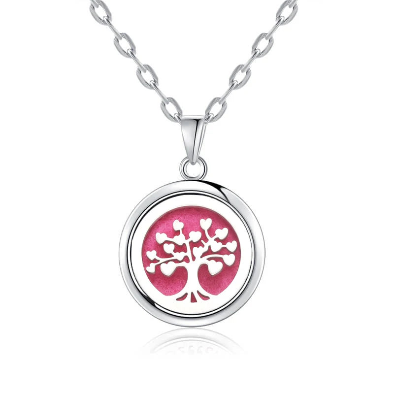 New Tree Of Life Aromatherapy Necklace Stainless Steel Essential Oil Diffuser Amulet Perfume Locket Pendant Women Jewelry Gift  gifting by julia m N2732-3  