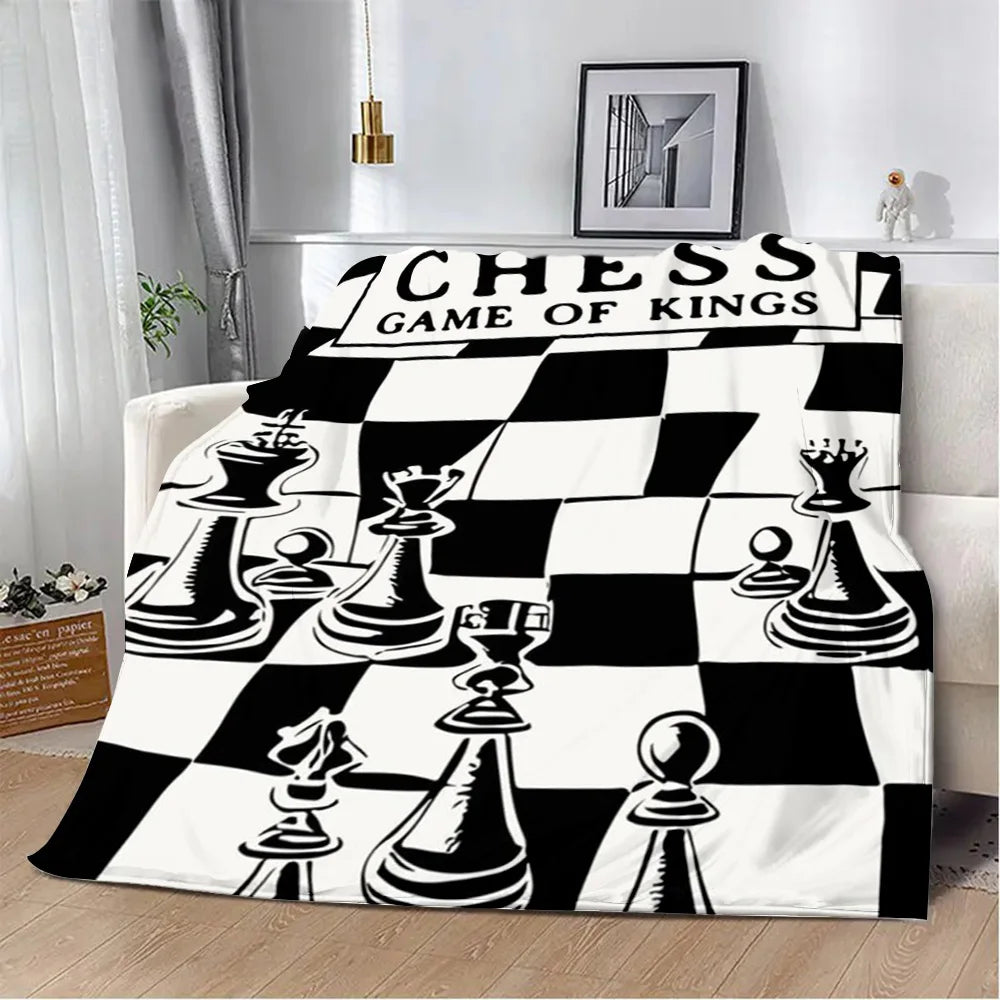 Chess Board Printed Blanket Picnic Blankets Warm Blanket Soft and Comfortable Blanket Home Travel Birthday Gift gifting by julia m 1531CS24831A5 102x127cm-Gai