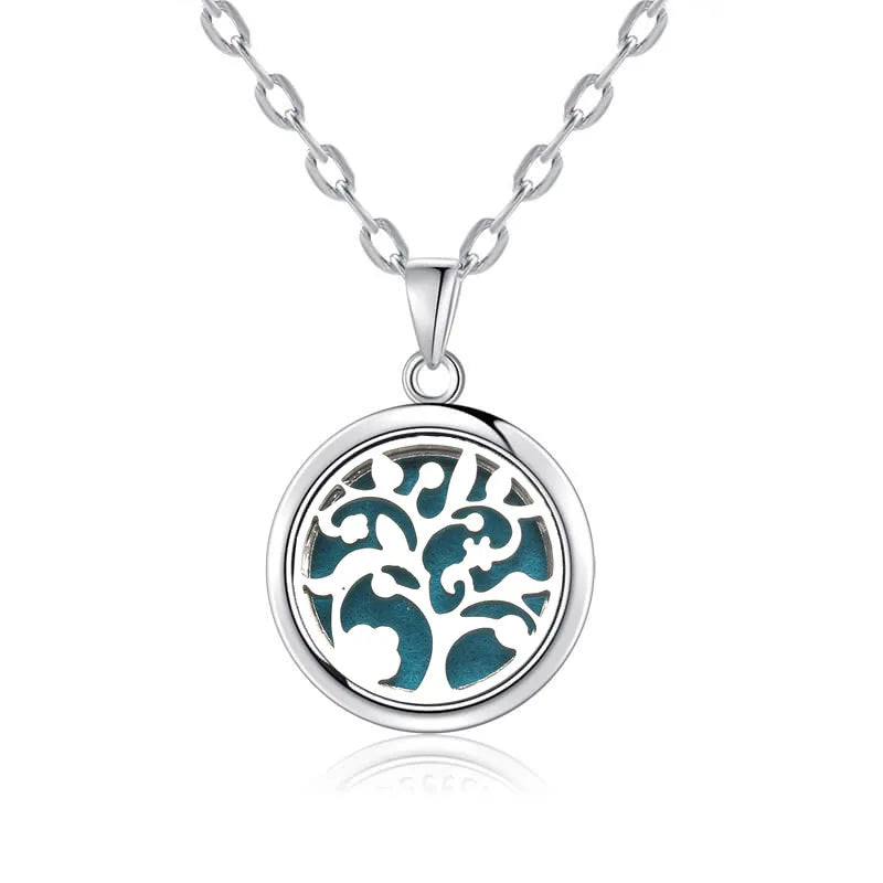 New Tree Of Life Aromatherapy Necklace Stainless Steel Essential Oil Diffuser Amulet Perfume Locket Pendant Women Jewelry Gift  gifting by julia m N2732-2  