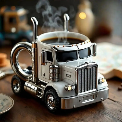 Durable Truck Coffee Mug Semi Truck Handcrafted Coffee Cup 11 Ounces Semi-trailer Shaped Semi-Truck Coffee Mugs For Men truck coffee mugs gifting by julia m