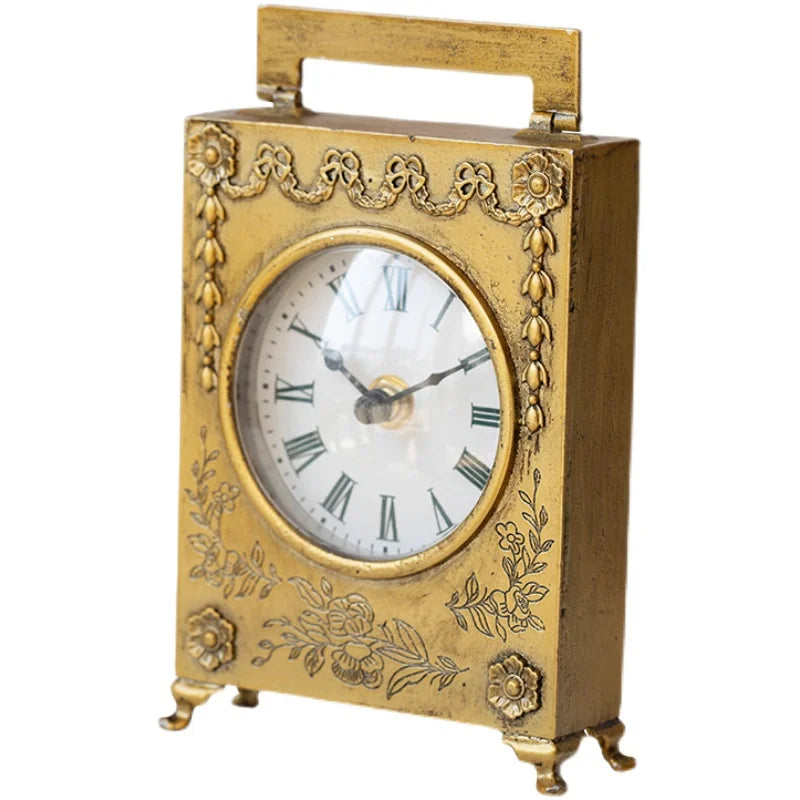 Metal Antique Gold Luxury Decoration Desk Table Clock  gifting by julia m Default Title  