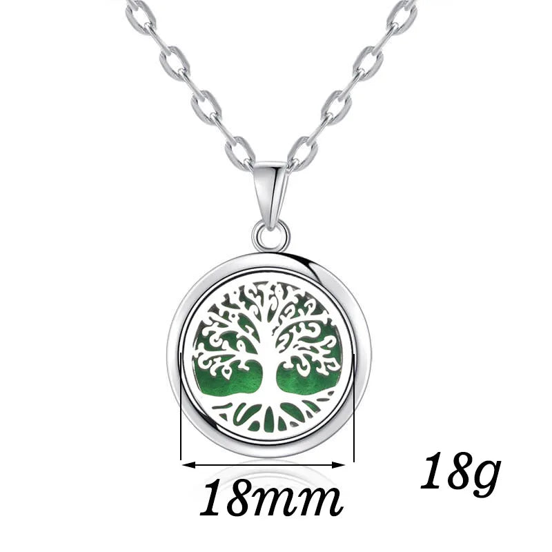 New Tree Of Life Aromatherapy Necklace Stainless Steel Essential Oil Diffuser Amulet Perfume Locket Pendant Women Jewelry Gift  gifting by julia m N2732-1  