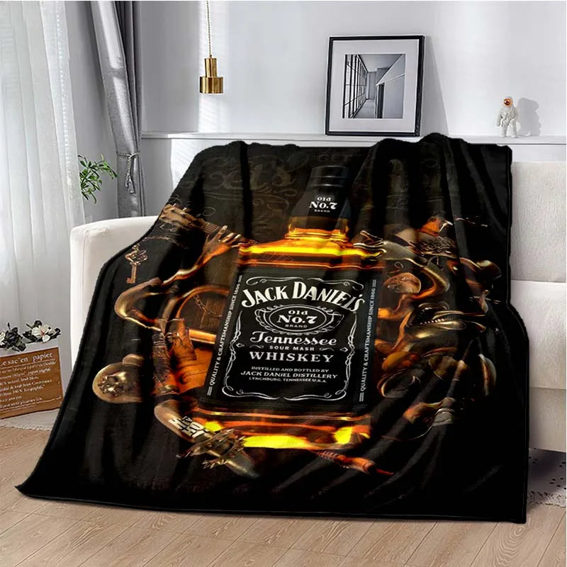 J-JACK DANIELS logo flannel blanket, soft and comfortable home decoration, bedroom, living room, sofa, bed blanket gifting by julia m