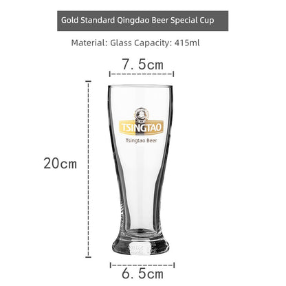 European Style Heat-Resistant Glass Beer Mug - 401ML to 500ML Capacity Craft Beer Mug Gifting By Julia M Gold 400ml Tsingtao Beer Special Cup  