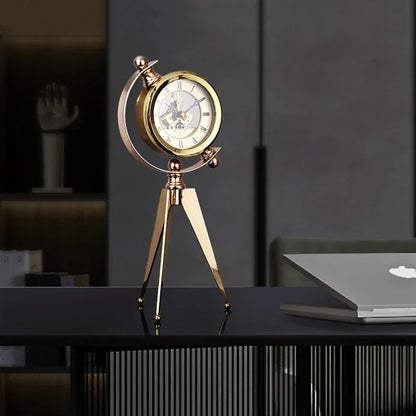 Gold Table Clock Luxury Metal Office Desk Clocks Aesthetic Tabletop Creative Quartz Desktop Clock Silent Home and Decoration  gifting by julia m   