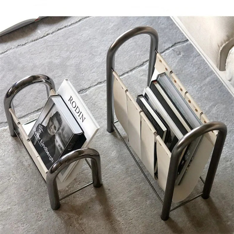 Modern Luxury Metal Leather Magazine Rack Bookshelf Home Decoration Ornaments Bookshelf Model Division Housewarming Gift  Gifting By Julia M   