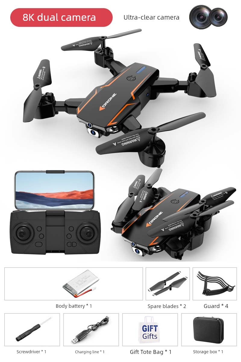 Gift for Brothers and Friends Elegant Men Graduate Day  gifting by julia m Black single battery -8K HD Dual Camera + intelligent obstacle avoidance + one-button take-off and landing  