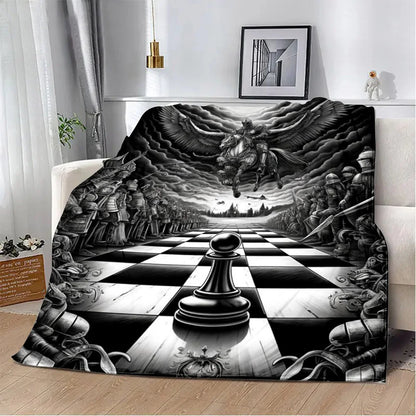 Chess Board Printed Blanket Picnic Blankets Warm Blanket Soft and Comfortable Blanket Home Travel Birthday Gift gifting by julia m 1531CS24831A9 102x127cm-Gai