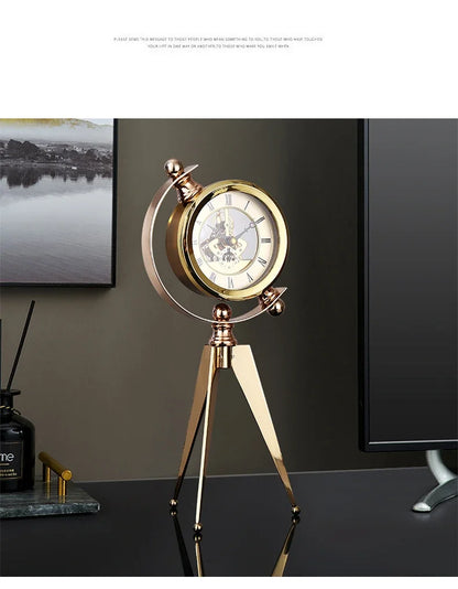 Gold Table Clock Luxury Metal Office Desk Clocks Aesthetic Tabletop Creative Quartz Desktop Clock Silent Home and Decoration  gifting by julia m   