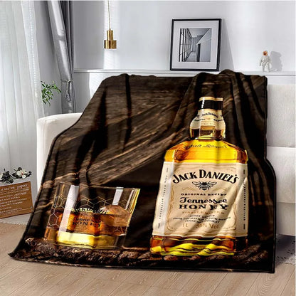 J-JACK DANIELS logo flannel blanket, soft and comfortable home decoration, bedroom, living room, sofa, bed blanket gifting by julia m 22 150cm by 200cm