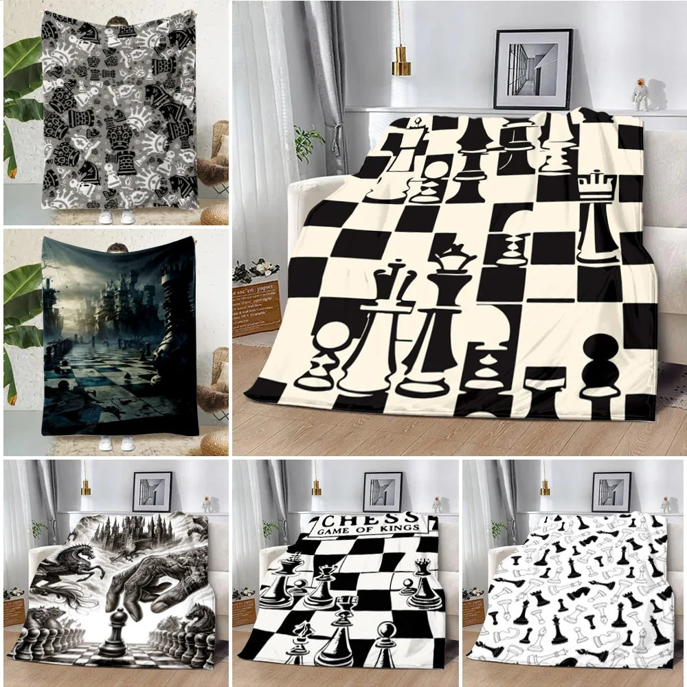 Chess Board Printed Blanket Picnic Blankets Warm Blanket Soft and Comfortable Blanket Home Travel Birthday Gift gifting by julia m