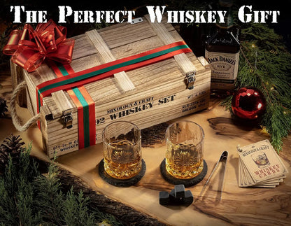 Whiskey Stones Gift Set for Men | Whiskey Glass and Stones Set with Wooden Army Crate, 8 Granite whiskey glass and stones gift set gifting by julia m