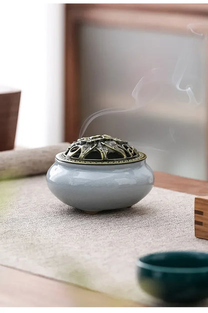 KungFu Tea Set Incense Burner Gift Box Ceremony One Pot Four Cups Can Sandalwood Incense Burner Chinese Ceramic Portable Tea Cup  gifting by julia m   