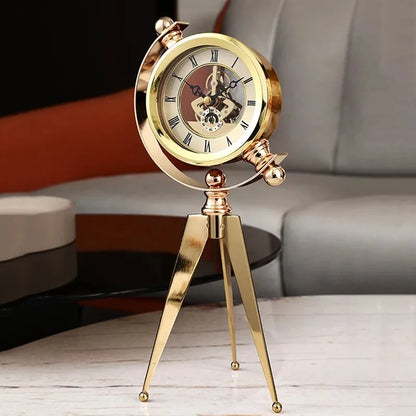 Gold Table Clock Luxury Metal Office Desk Clocks Aesthetic Tabletop Creative Quartz Desktop Clock Silent Home and Decoration  gifting by julia m Mute  