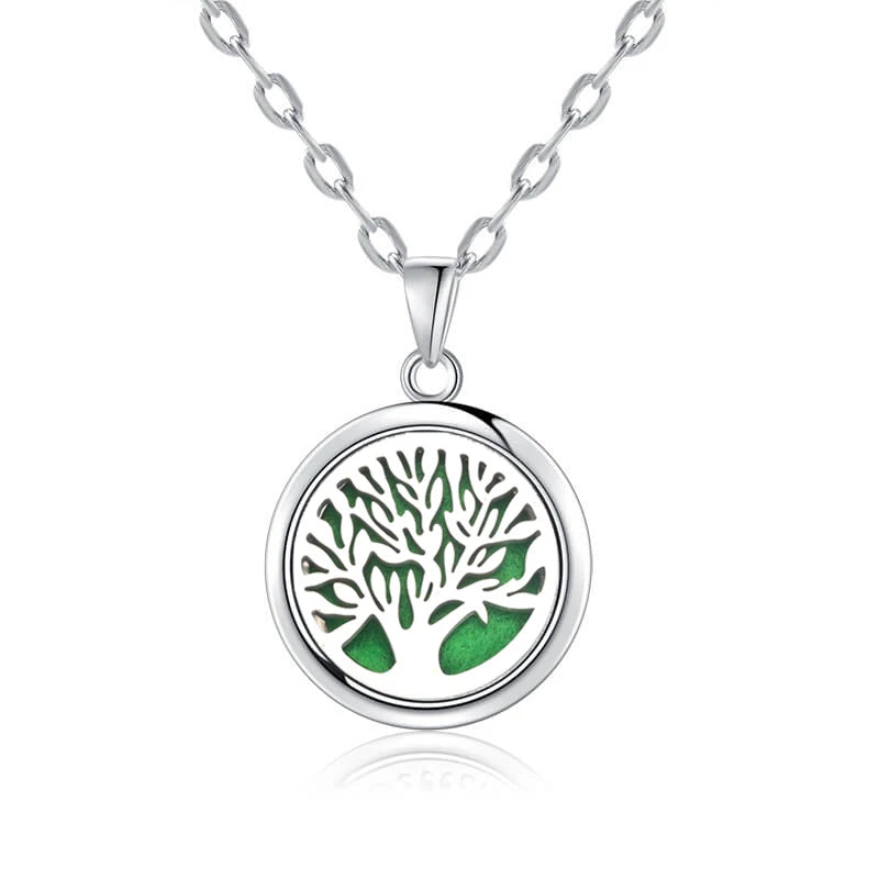 New Tree Of Life Aromatherapy Necklace Stainless Steel Essential Oil Diffuser Amulet Perfume Locket Pendant Women Jewelry Gift  gifting by julia m N2732-40  