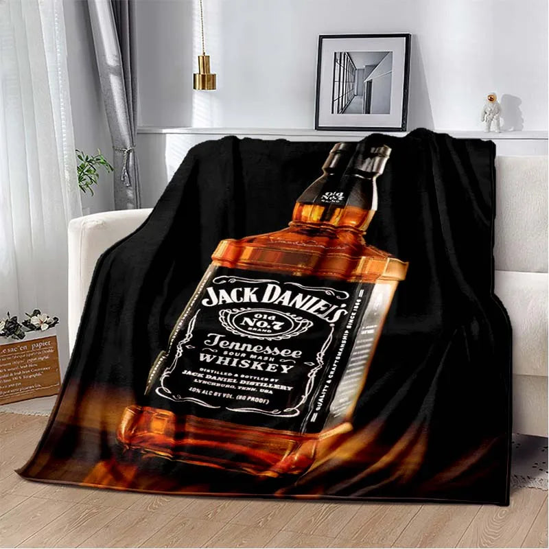 J-JACK DANIELS logo flannel blanket, soft and comfortable home decoration, bedroom, living room, sofa, bed blanket gifting by julia m