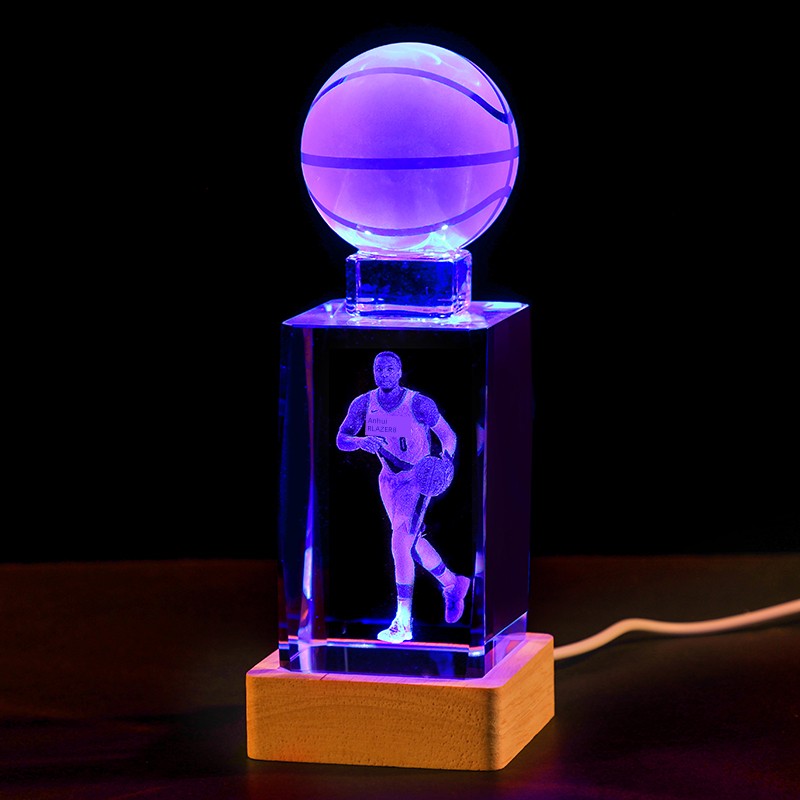 Luminous Crystal Brothers James Harden Kobe Ornaments  gifting by julia m Lilard + basketball + colorful wooden base (gift bag)  