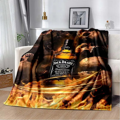 J-JACK DANIELS logo flannel blanket, soft and comfortable home decoration, bedroom, living room, sofa, bed blanket gifting by julia m