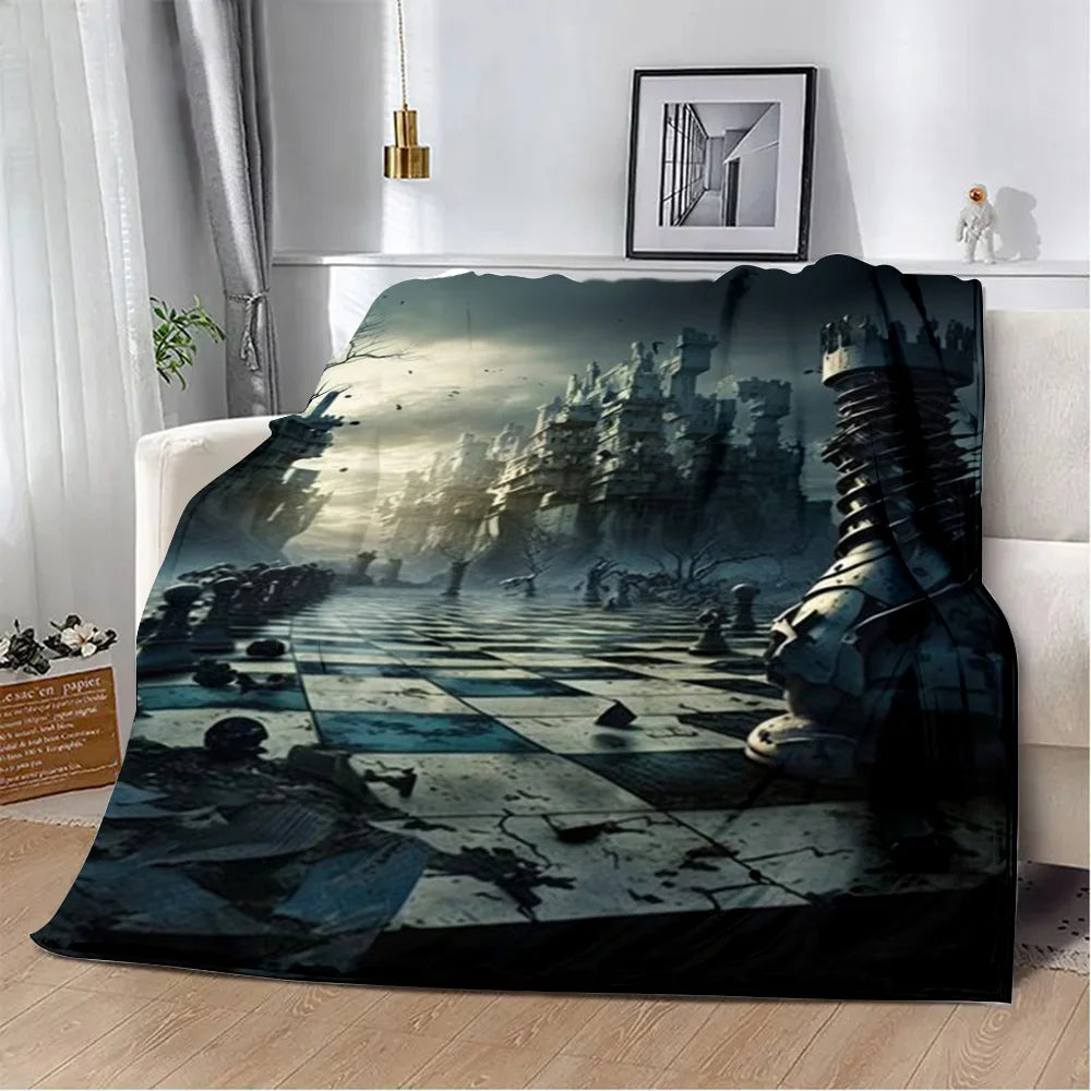 Chess Board Printed Blanket Picnic Blankets Warm Blanket Soft and Comfortable Blanket Home Travel Birthday Gift gifting by julia m 1531CS24831A3 102x127cm-Gai