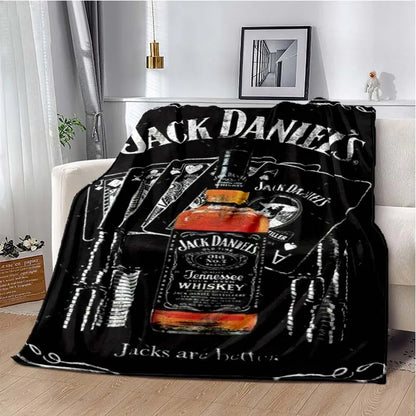 J-JACK DANIELS logo flannel blanket, soft and comfortable home decoration, bedroom, living room, sofa, bed blanket gifting by julia m