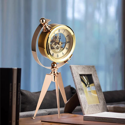 Gold Table Clock Luxury Metal Office Desk Clocks Aesthetic Tabletop Creative Quartz Desktop Clock Silent Home and Decoration  gifting by julia m   