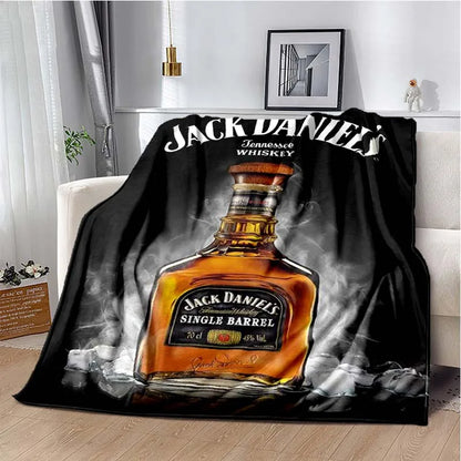 J-JACK DANIELS logo flannel blanket, soft and comfortable home decoration, bedroom, living room, sofa, bed blanket gifting by julia m