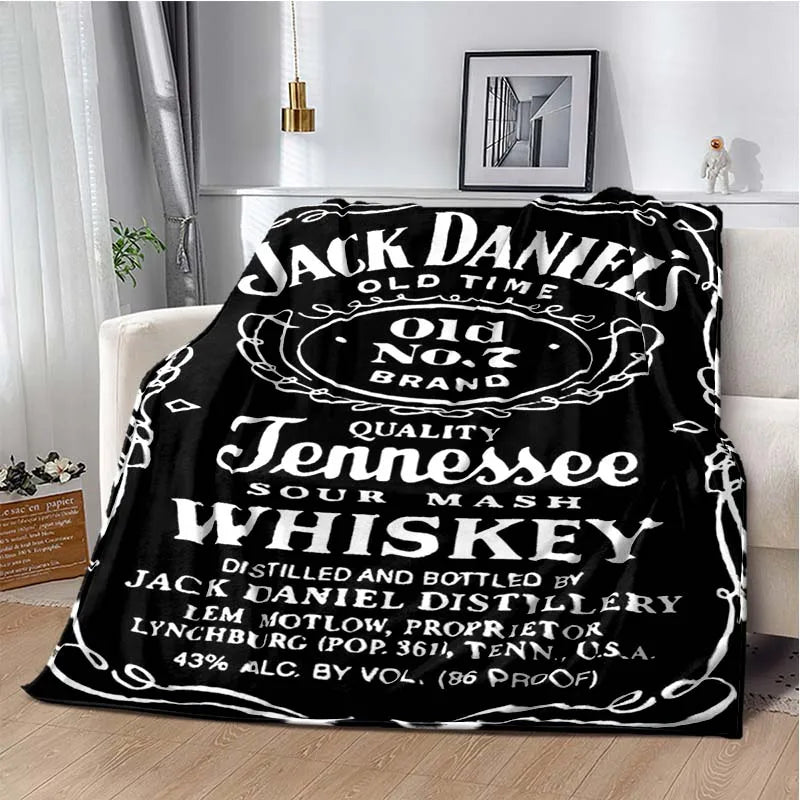 J-JACK DANIELS logo flannel blanket, soft and comfortable home decoration, bedroom, living room, sofa, bed blanket gifting by julia m