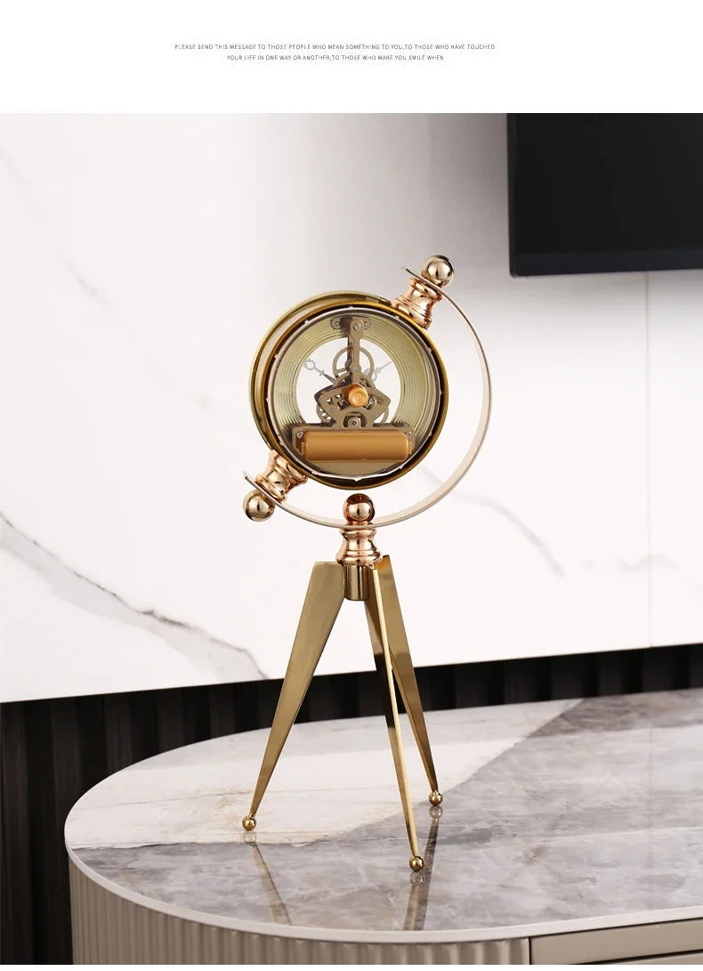 Gold Table Clock Luxury Metal Office Desk Clocks Aesthetic Tabletop Creative Quartz Desktop Clock Silent Home and Decoration  gifting by julia m   