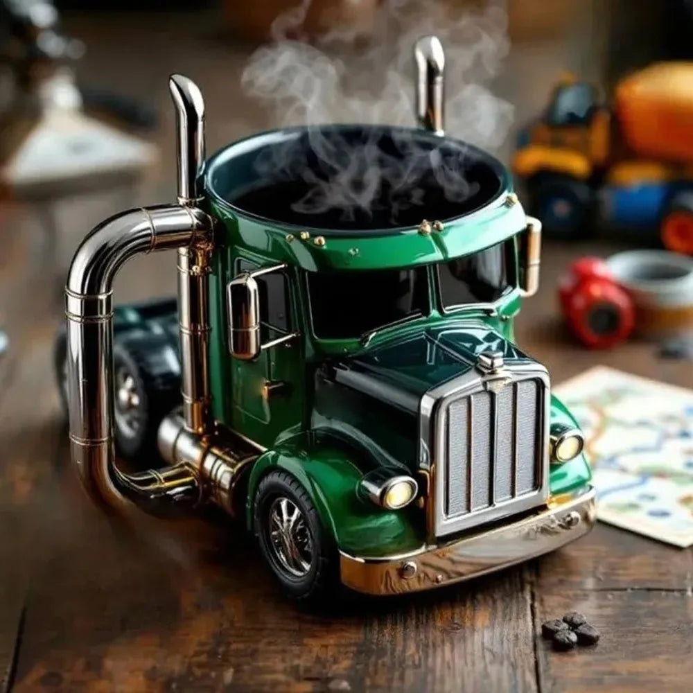 Durable Truck Coffee Mug Semi Truck Handcrafted Coffee Cup 11 Ounces Semi-trailer Shaped Semi-Truck Coffee Mugs For Men truck coffee mugs gifting by julia m