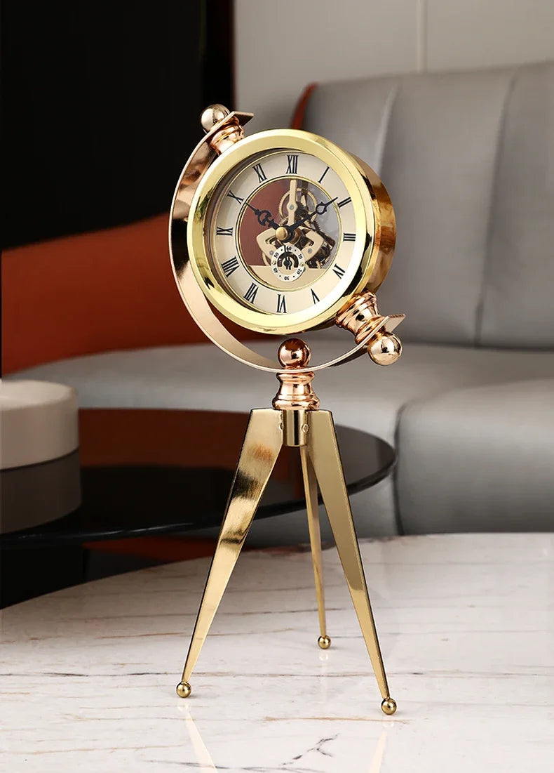 Gold Table Clock Luxury Metal Office Desk Clocks Aesthetic Tabletop Creative Quartz Desktop Clock Silent Home and Decoration  gifting by julia m   