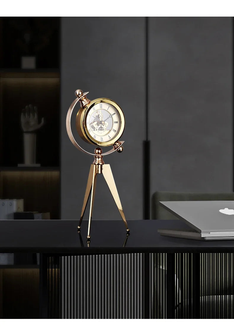 Gold Table Clock Luxury Metal Office Desk Clocks Aesthetic Tabletop Creative Quartz Desktop Clock Silent Home and Decoration  gifting by julia m   