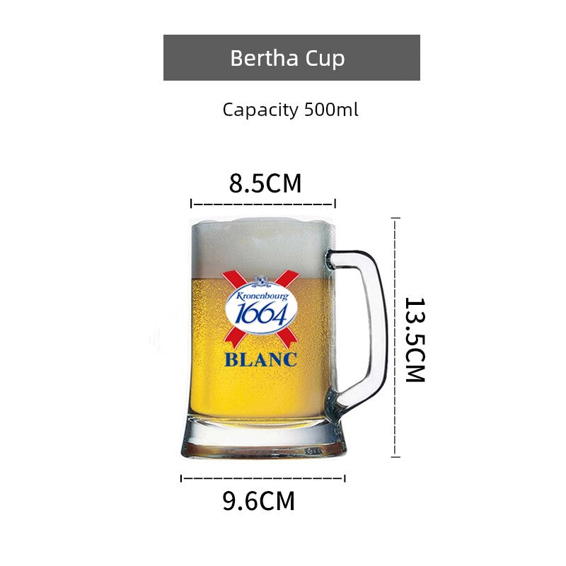 European Style Heat-Resistant Glass Beer Mug - 401ML to 500ML Capacity Craft Beer Mug Gifting By Julia M 1664 medium Thick Sole handle  