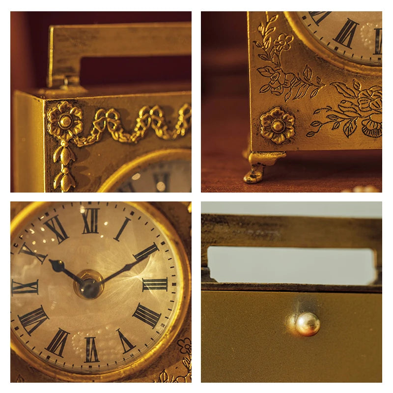 Metal Antique Gold Luxury Decoration Desk Table Clock  gifting by julia m   