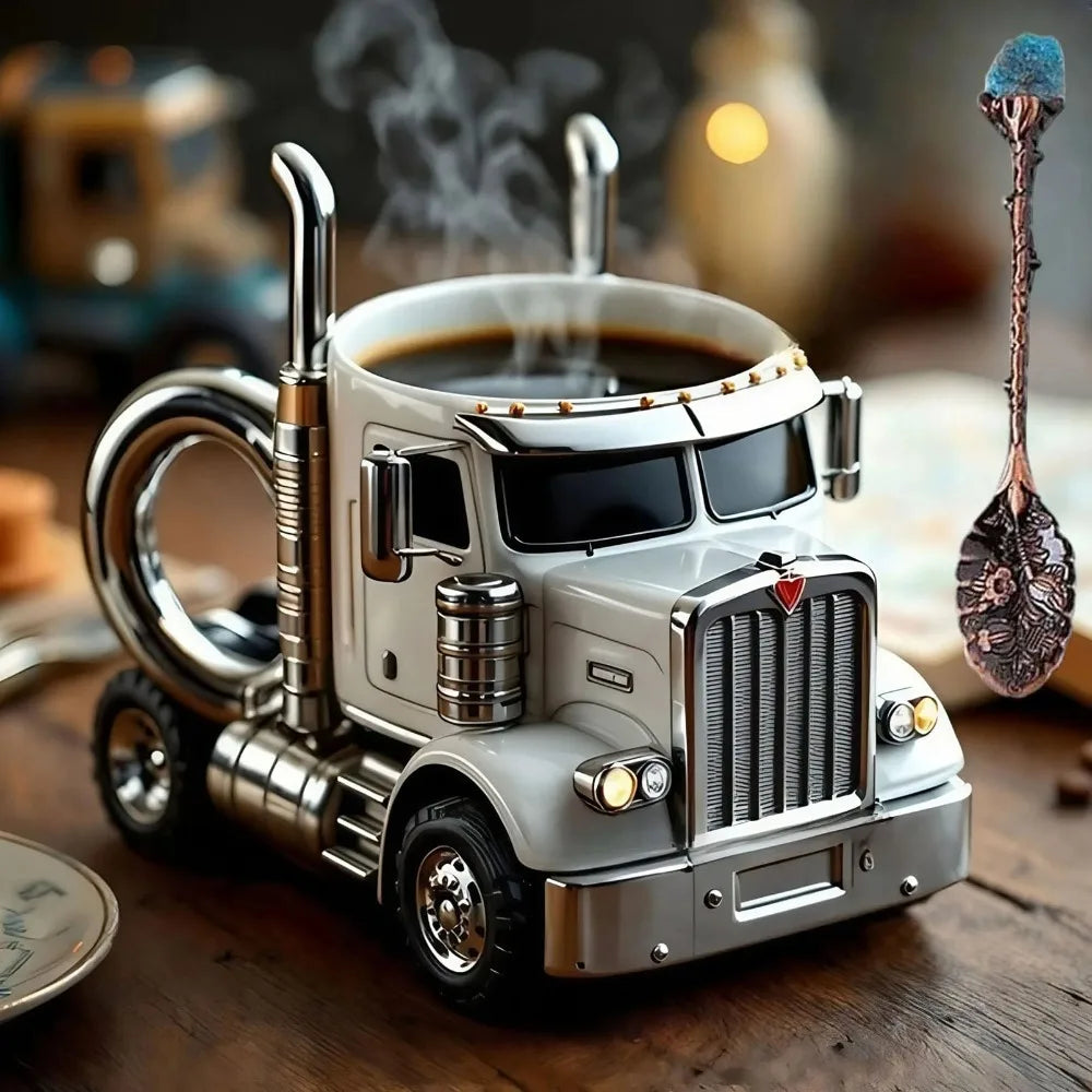 Durable Truck Coffee Mug Semi Truck Handcrafted Coffee Cup 11 Ounces Semi-trailer Shaped Semi-Truck Coffee Mugs For Men truck coffee mugs gifting by julia m