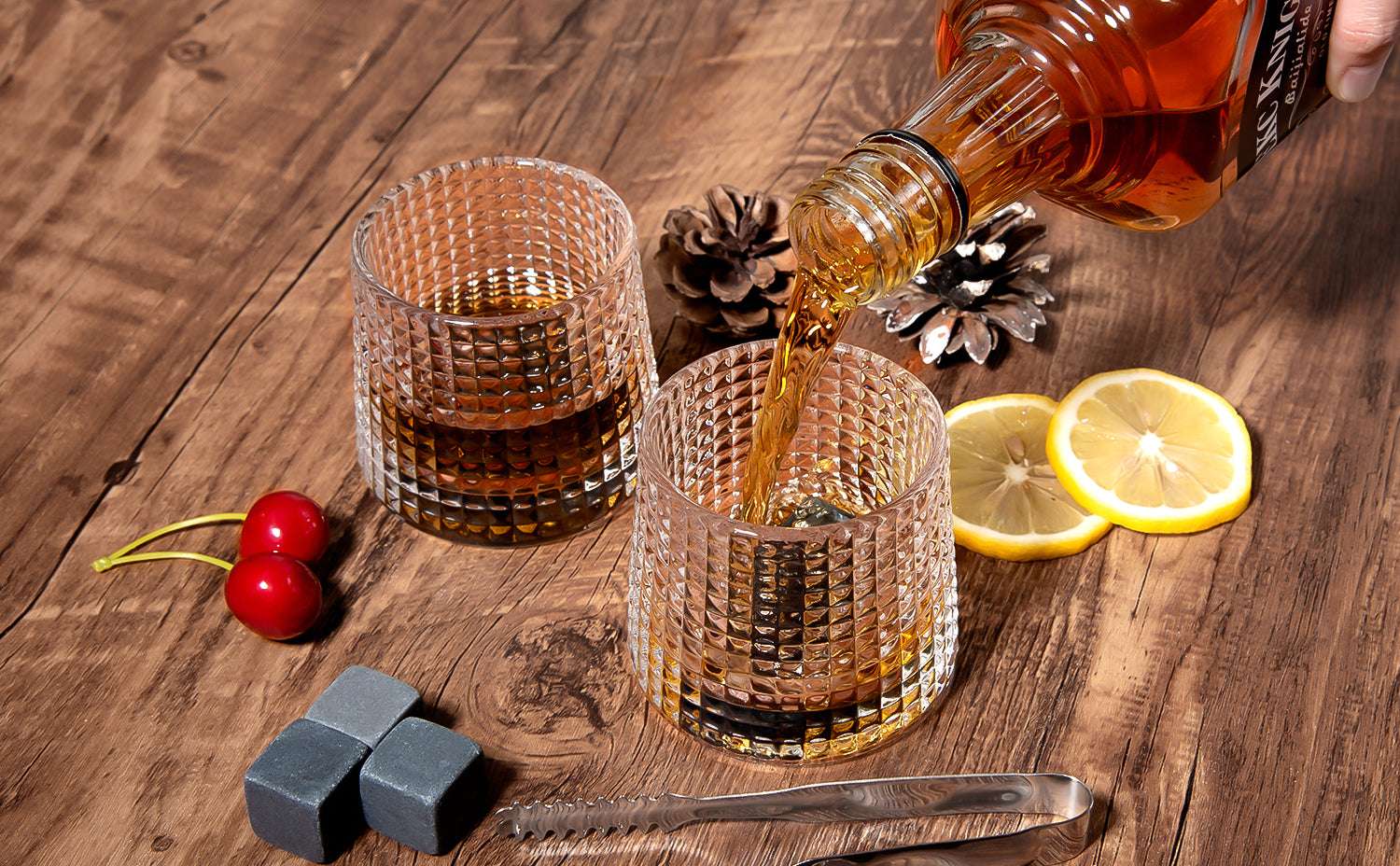 Elegant Crystal Whiskey Glass & Stones Set - Gifting By Julia M