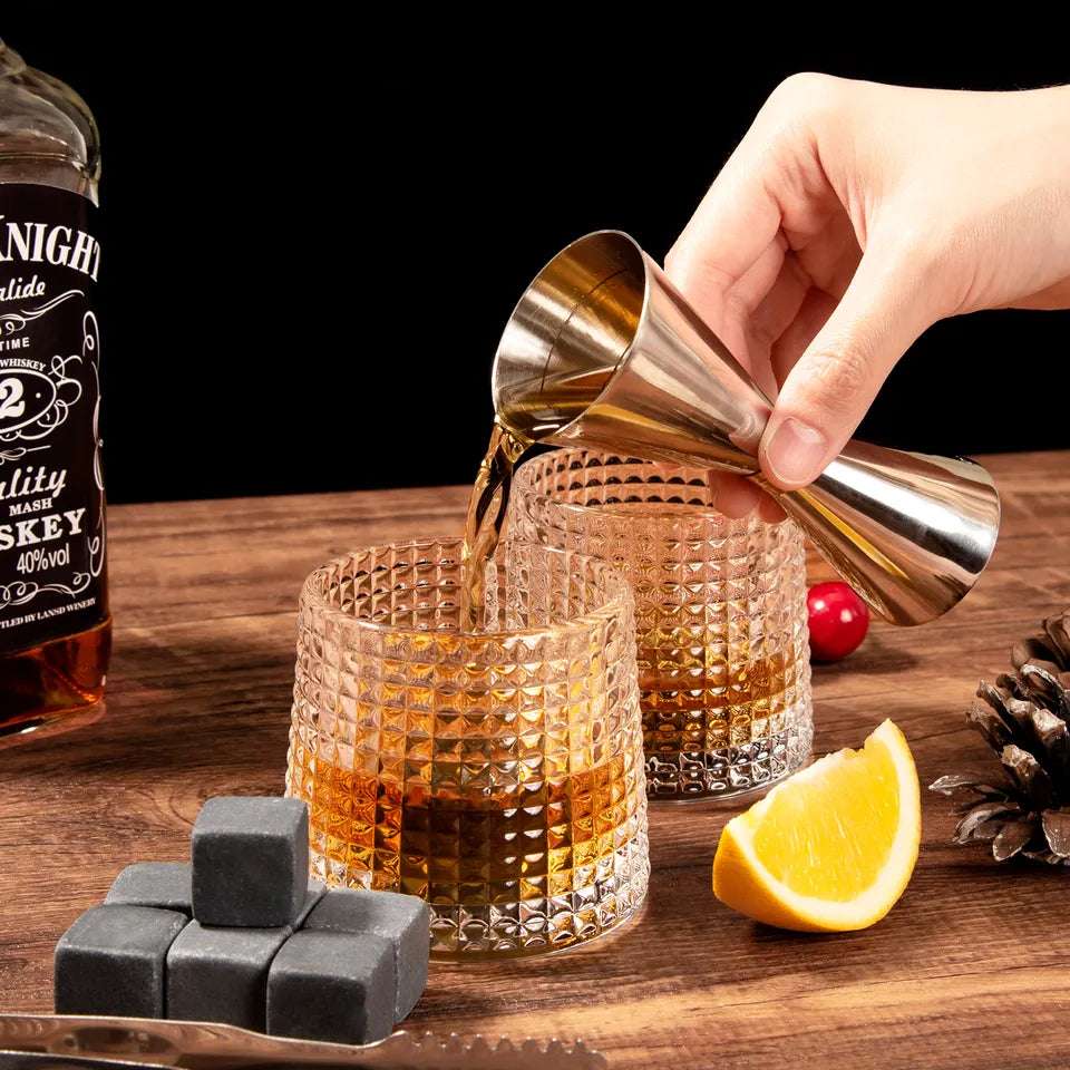Elegant Crystal Whiskey Glass & Stones Set - Gifting By Julia M