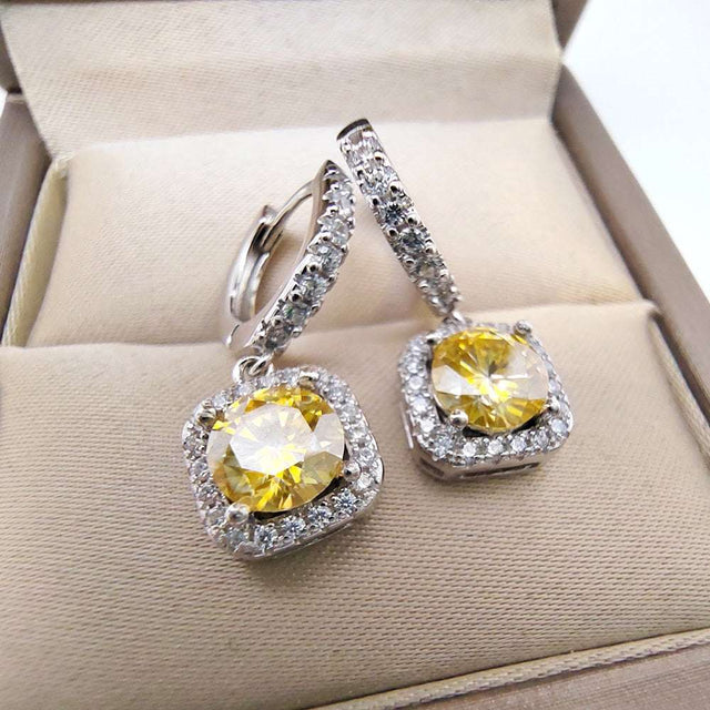 1 Carat Yellow Moissanite Earrings - Certified - Gifting By Julia M