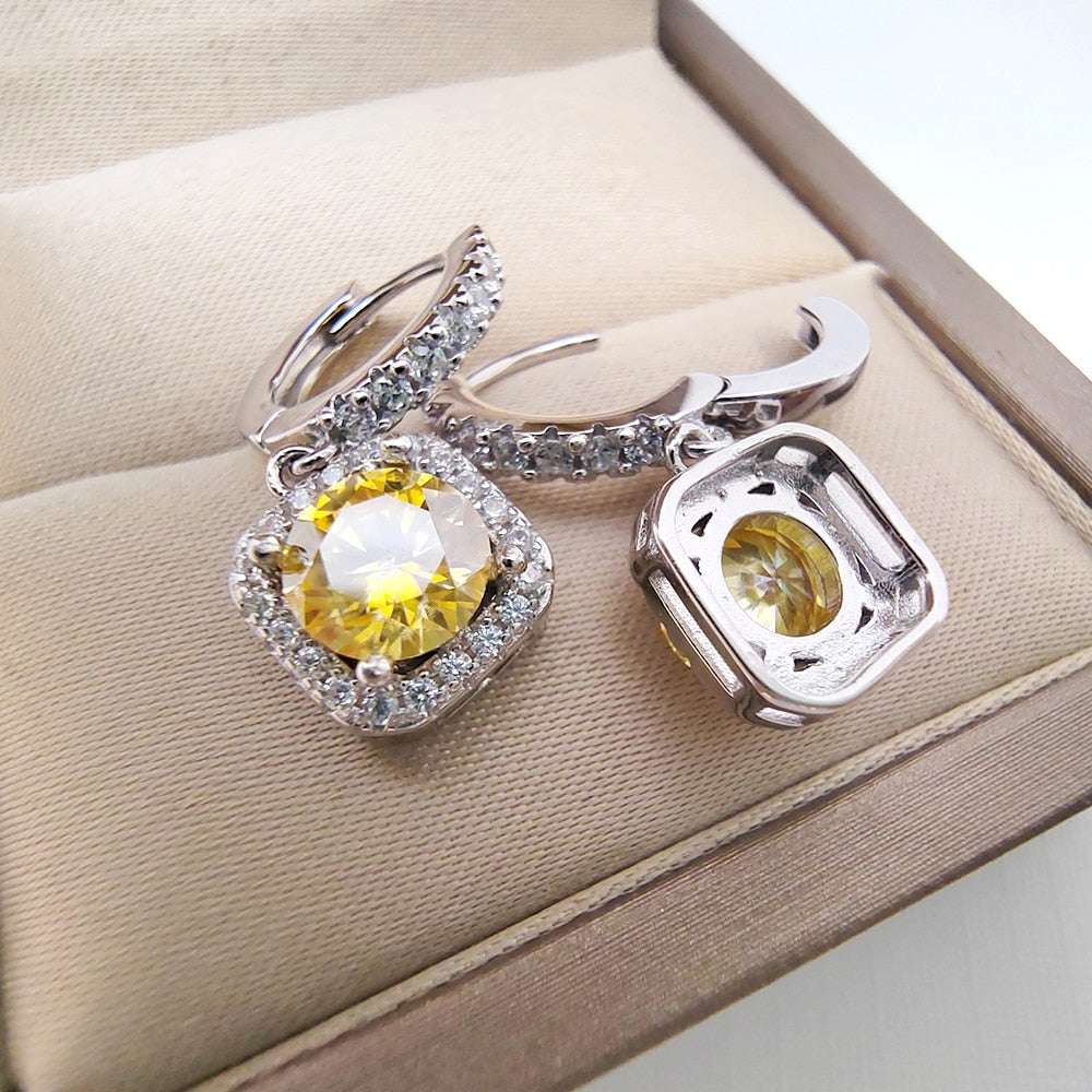 1 Carat Yellow Moissanite Earrings - Certified - Gifting By Julia M