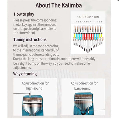 17-Key Kalimba Thumb Piano -Beginner Ready! - Gifting By Julia M