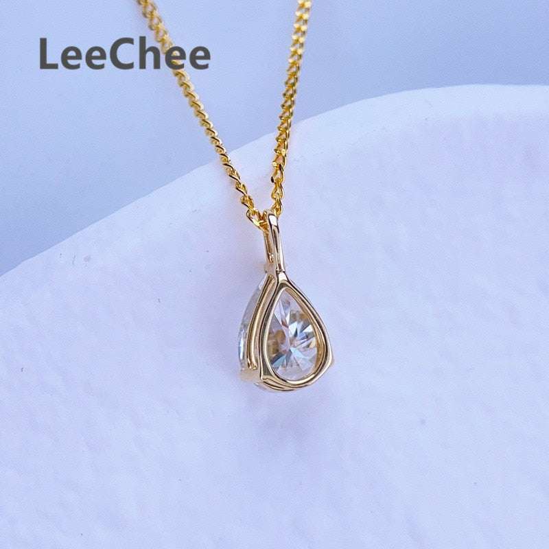 18K Yellow Gold Pendant with 0.8CT Real Moissanite - Gifting By Julia M