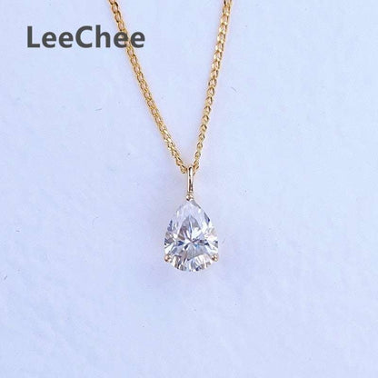 18K Yellow Gold Pendant with 0.8CT Real Moissanite - Gifting By Julia M
