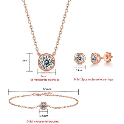 3pc Moissanite Necklace Stud Earrings Bracelet Set - Gifting By Julia M