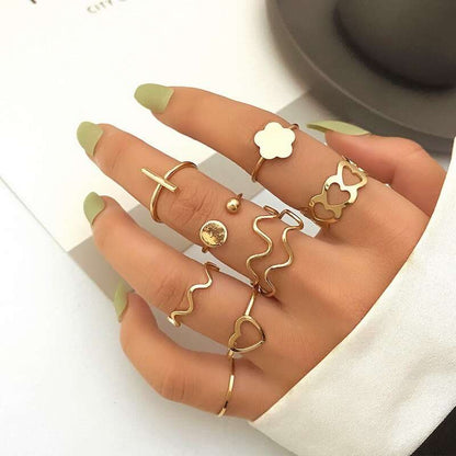 4Pcs Vintage Beaded Elastic Joint Ring Set - Gifting By Julia M