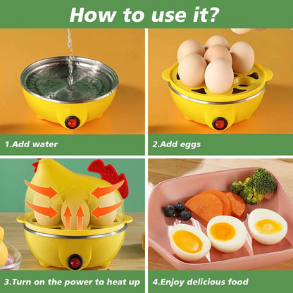 7-Egg Cooker: Rapid, Easy, Versatile, Compact & Safe - Gifting By Julia M