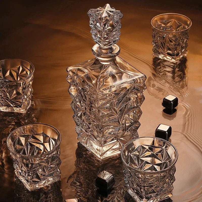7PC Elegant Glass Wine Decanter Set - Gifting By Julia M