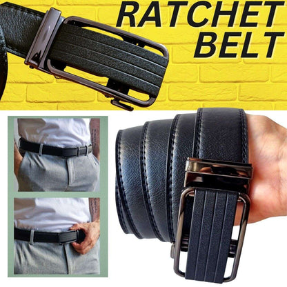 Adjustable Slide Buckle Leather Ratchet Belt for Men - Gifting By Julia M