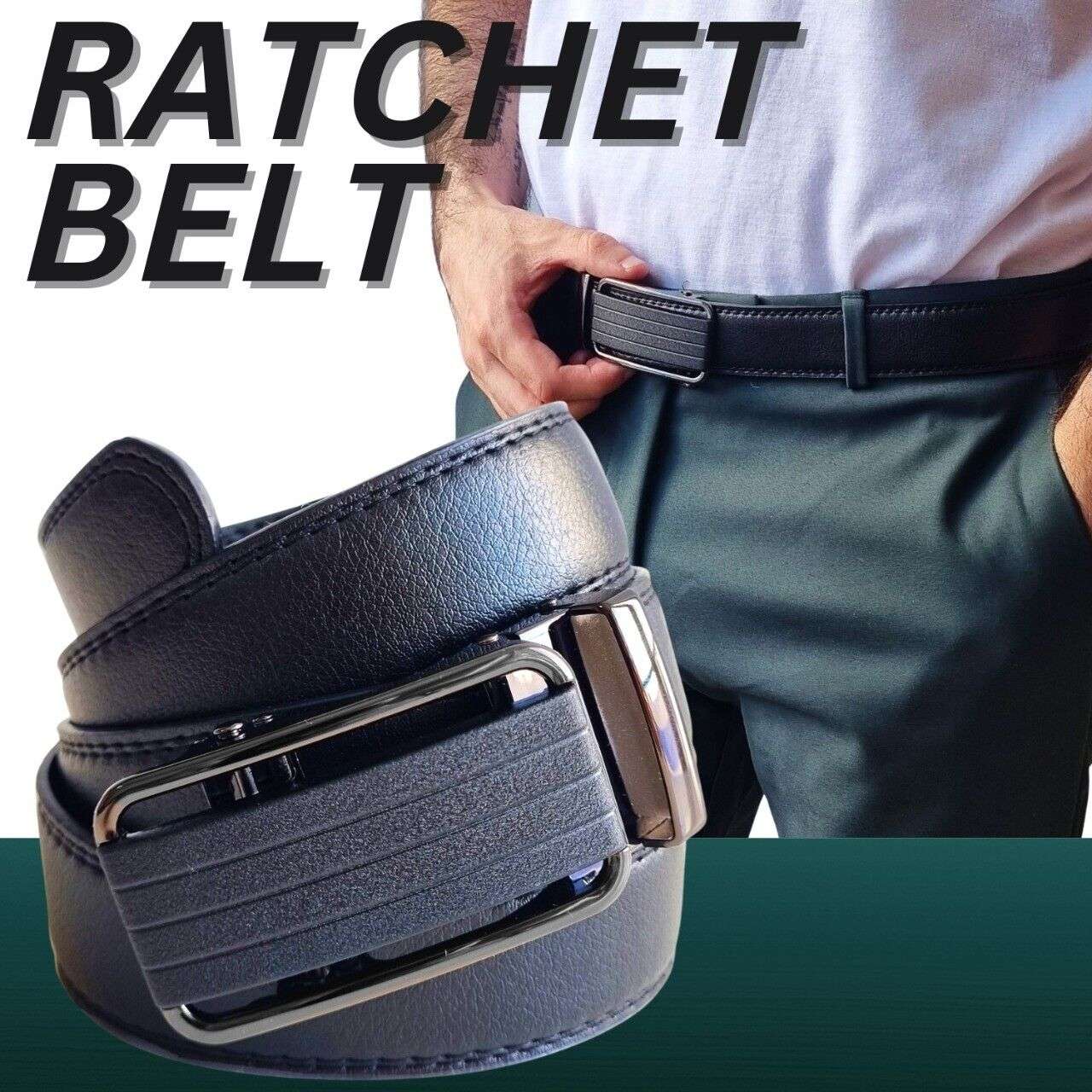 Adjustable Slide Buckle Leather Ratchet Belt for Men - Gifting By Julia M