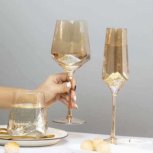 Amber Hexagonal Champagne Goblet - Gifting By Julia M