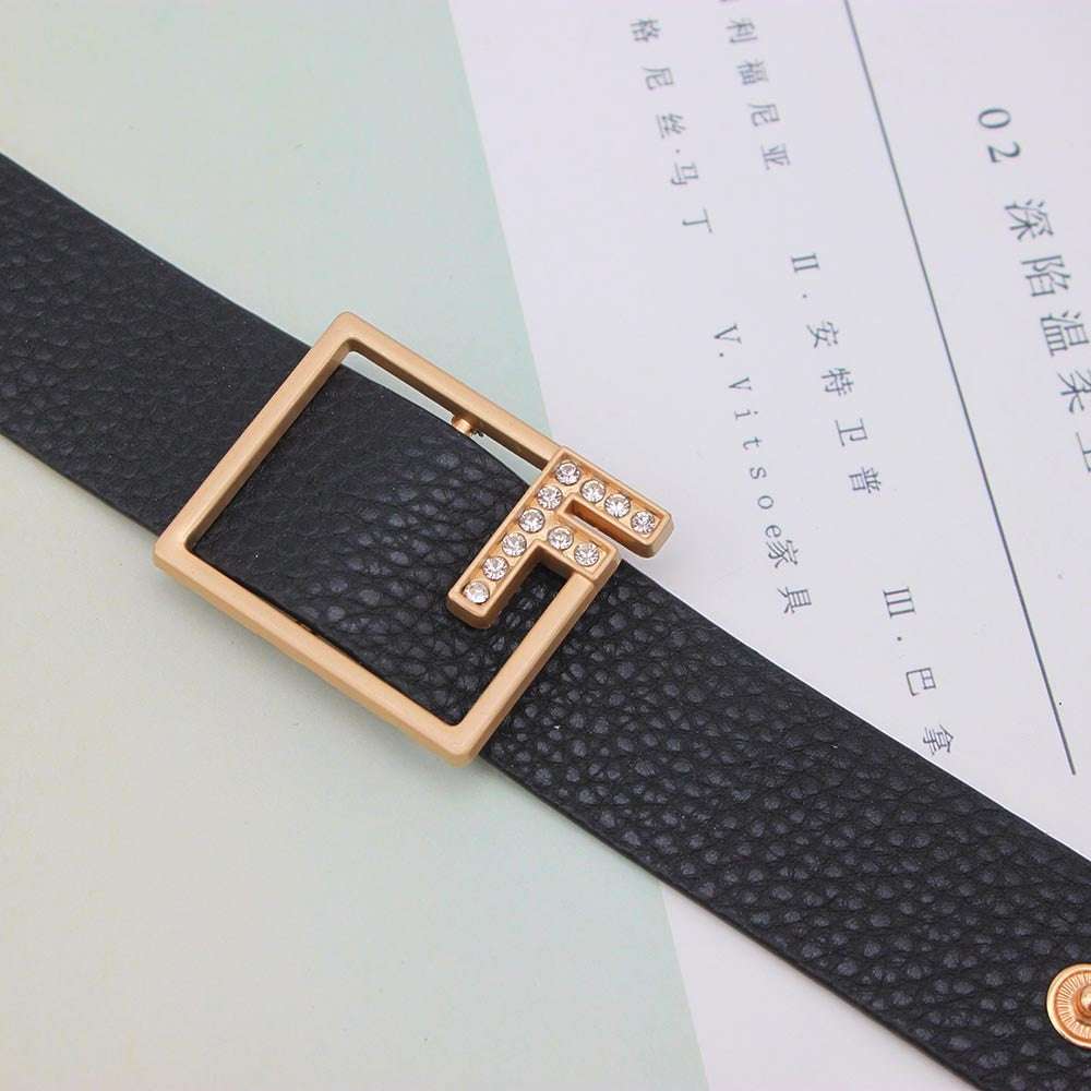 Black & Gold Crystal Leather Bracelet - Gifting By Julia M